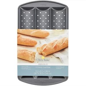 NEW Wilton 3 Channel Nonstick Baguette Baking Pan Tray.